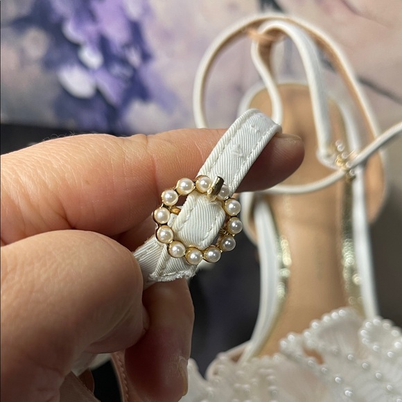 Chinese Laundry White Pearl Floral Ankle-Strap Heels - Picture 4 of 8